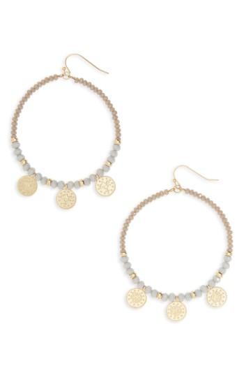 Women's Canvas Jewelry Coin Charm Hoop Earrings
