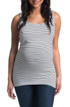 Women's Bun Maternity Stripe Maternity/nursing Tank Top - Blue
