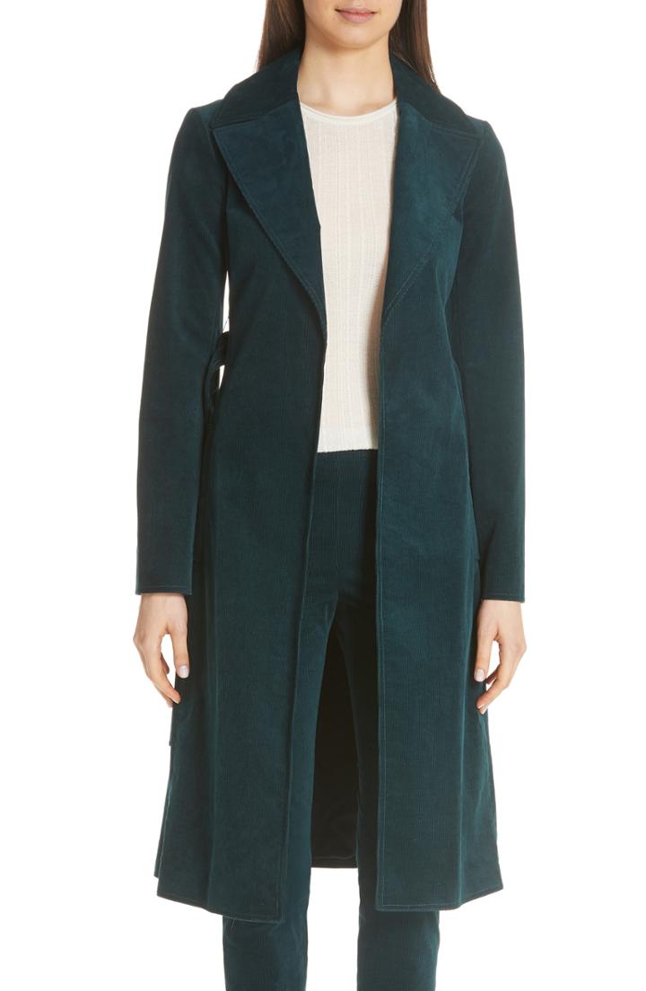 Women's Theory Oslo Corduroy Trench Coat - Burgundy