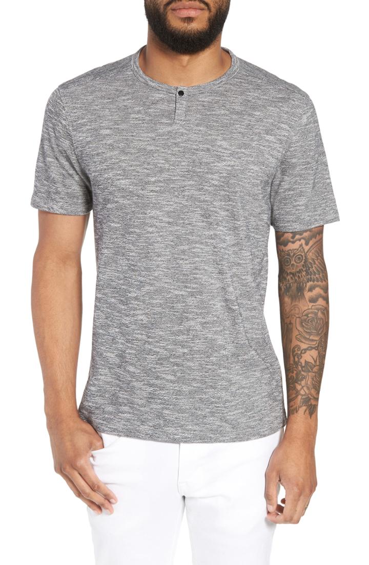 Men's Calibrate Trim Fit One-snap Henley, Size - Black