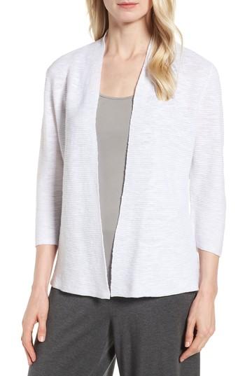 Women's Eileen Fisher Simple Organic Linen & Cotton Cardigan, Size - White
