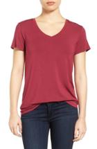 Women's Halogen Modal Jersey V-neck Tee, Size - Burgundy