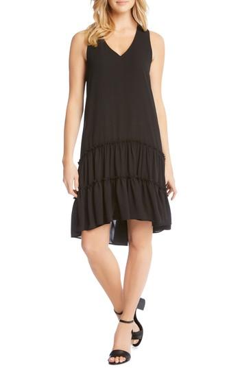 Women's Karen Kane Double Ruffle Hem Crepe Dress - Black