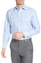 Men's Nordstrom Men's Shop Tech-smart Traditional Fit Stretch Plaid Dress Shirt .5 32/33 - Blue