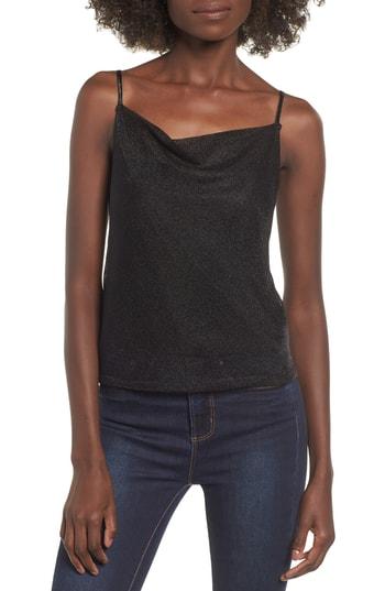 Women's Madison & Berkeley Metallic Mesh Top - Black