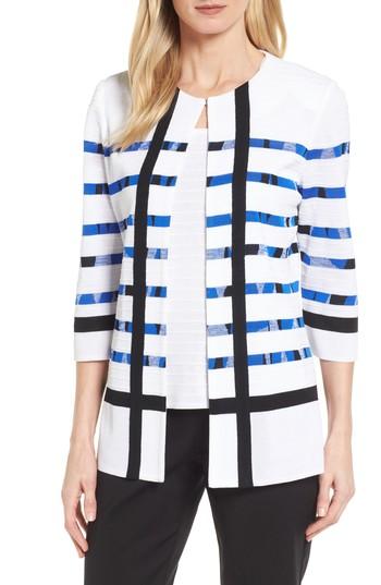 Women's Ming Wang Stripe Cardigan - White