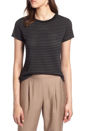 Women's Halogen Shadow Stripe Tee - Black