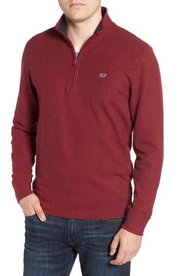 Men's Vineyard Vines Breaker Saltwater Quarter Zip Pullover - Red