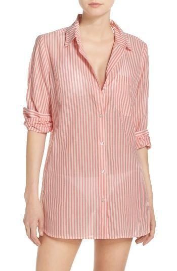 Women's Caslon Stripe Boyfriend Shirt Cover-up