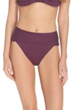Women's Becca Color Code Crossover High Waist Bikini Bottoms - Burgundy