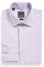 Men's David Donahue Trim Fit Plaid Dress Shirt .5 34/35 - Purple
