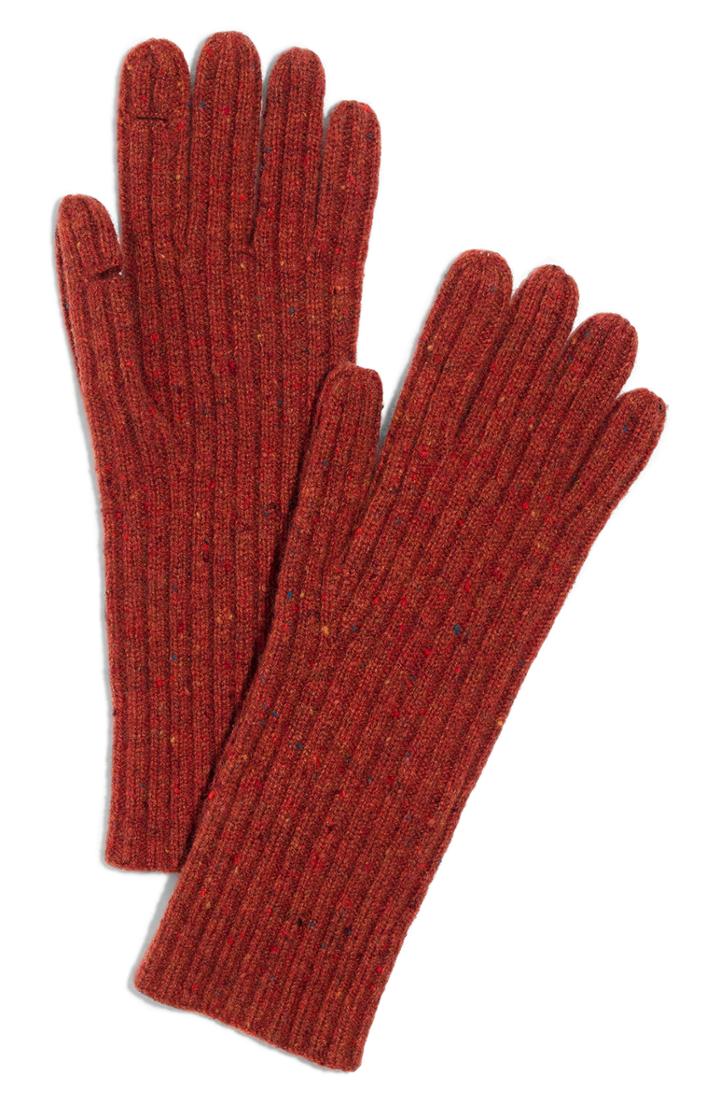 Women's Madewell Ribbed Texting Gloves, Size - Brown