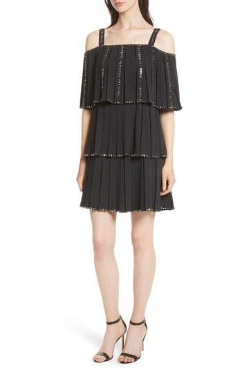 Women's Ted Baker London Embellished Pleat Tiered Dress - Black