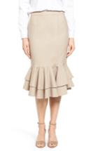Women's Halogen Ruffle Hem Pencil Skirt - Beige