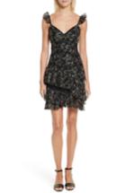 Women's Cinq A Sept Enid Embroidered Ruffle Dress - Black