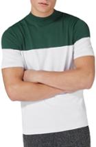 Men's Topman Colorblock Mock Neck Sweater - Green