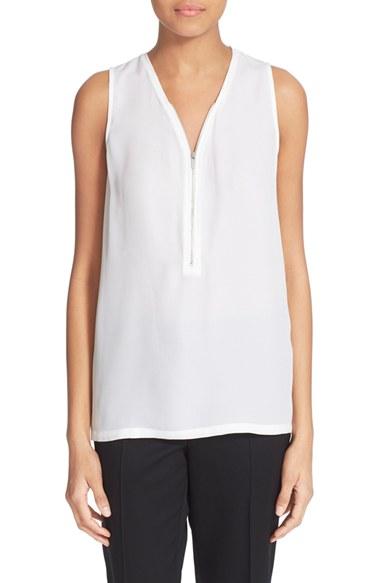 Women's The Kooples Front Zip V-neck Silk Tank