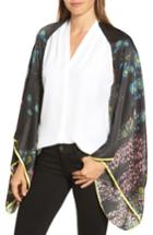 Women's Ted Baker London Unity Floral Silk Cape Scarf, Size - Black