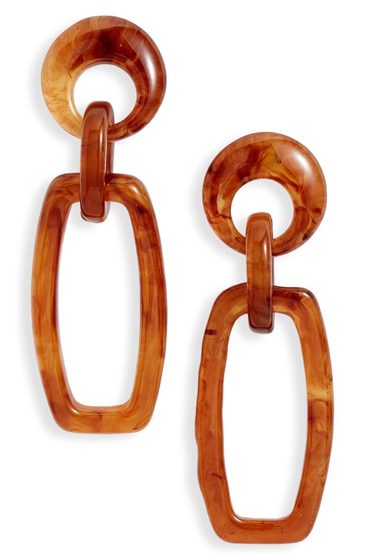 Women's Halogen Resin Oblong Link Drop Earrings