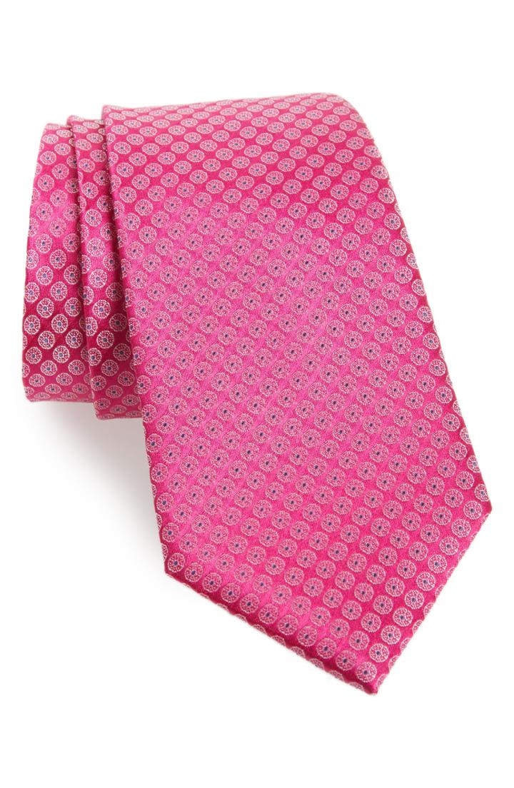 Men's Nordstrom Men's Shop Wall Street Medallion Silk Tie, Size - Pink