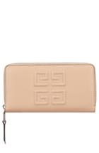 Women's Givenchy Embossed Logo Leather Zip Around Wallet - Pink