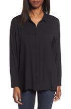 Women's Eileen Fisher Button-up Jersey Top - Black