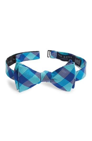 Men's Ted Baker London Derby Check Silk Bow Tie, Size - Green