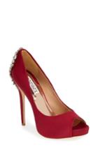 Women's Badgley Mischka 'kiara' Crystal Back Open Toe Pump .5 M - Red
