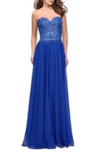 Women's La Femme Strapless Chiffon Gown - Blue