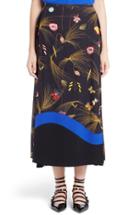 Women's Fendi Pleated Botanical Cady Midi Skirt