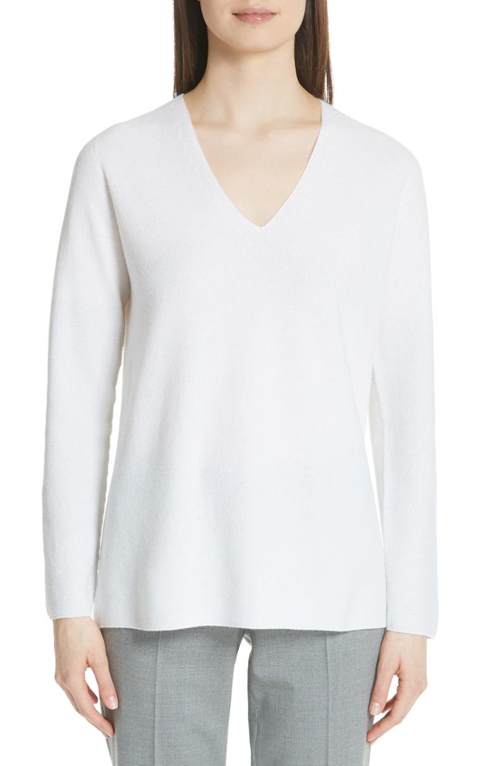 Women's Fabiana Filippi Metallic Sleeve Merino Wool, Silk & Cashmere Sweater Us / 42 It - White