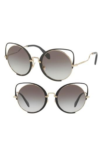 Women's Miu Miu 54mm Gradient Round Lens Cat Eye Sunglasses - Black Gradient
