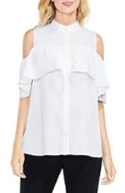 Women's Vince Camuto Ruffle Yoke Cold Shoulder Top - White