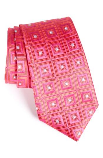 Men's Nordstrom Men's Shop Frame Diamonds Silk Tie, Size - Pink