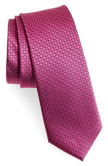Men's Calibrate Geometric Silk Skinny Tie, Size - Pink
