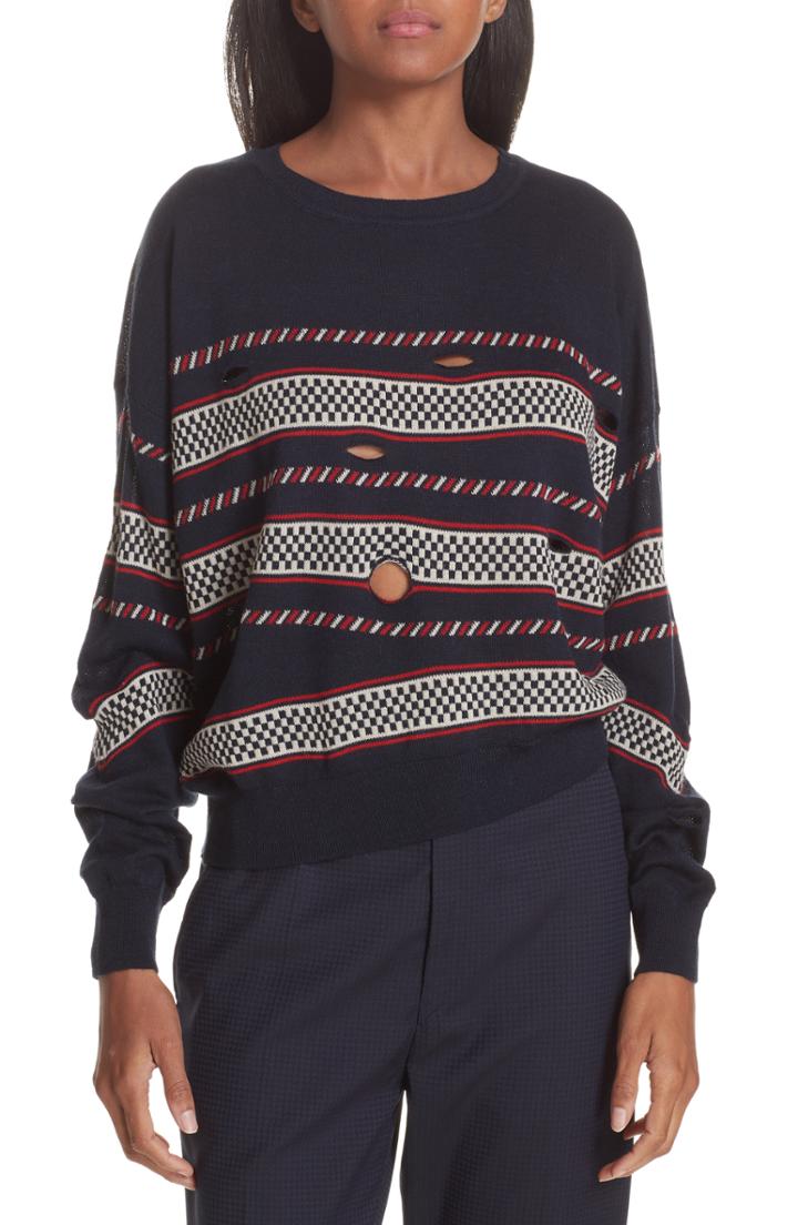 Women's Isabel Marant Etoile Casey Distressed Sweater Us / 34 Fr - Blue