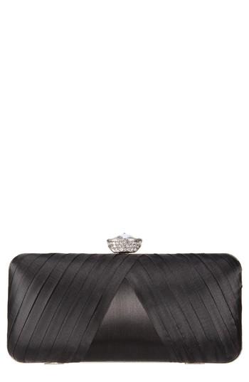 Nina Hypatia Pleated Satin Minaudiere - Black