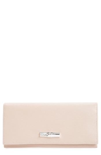 Women's Longchamp Roseau Leather Continental Wallet - Ivory