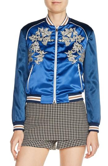 Women's Maje Floral Applique Bomber Jacket