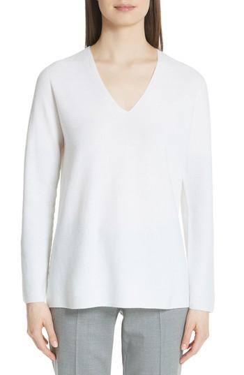 Women's Fabiana Filippi Metallic Sleeve Merino Wool, Silk & Cashmere Sweater Us / 38 It - White