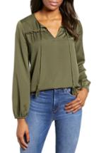 Women's Cece Satin Jacquard Ruffle Top, Size - Green