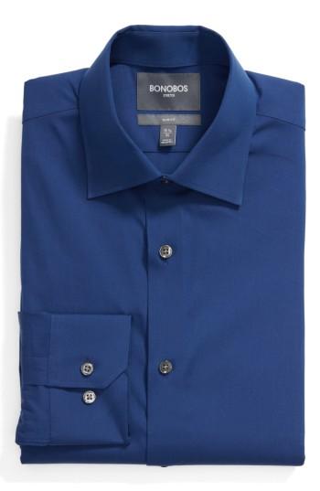 Men's Bonobos Slim Fit Solid Dress Shirt - 33 - Blue