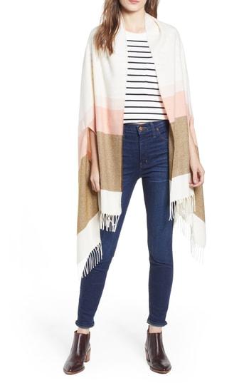 Women's Madewell Placed Stripe Cape Scarf, Size - Brown