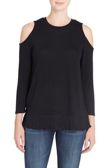 Women's Catherine Catherine Malandrino Linda Mixed Media Cold Shoulder Sweater