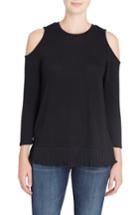Women's Catherine Catherine Malandrino Linda Mixed Media Cold Shoulder Sweater