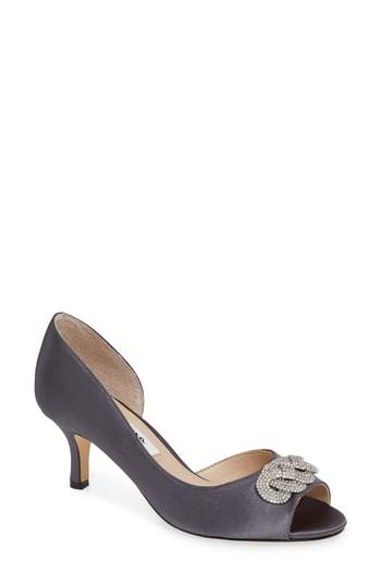 Women's Nina Madolyn Embellished Open Toe Pump M - Grey