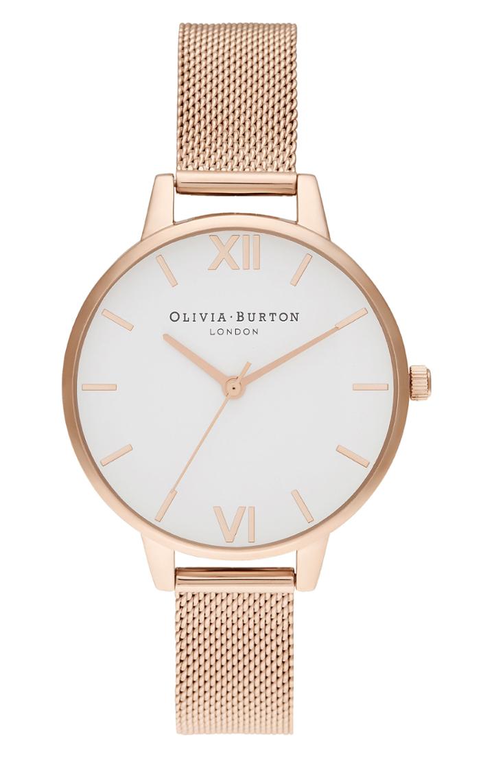Women's Olivia Burton White Dial Mesh Strap Watch, 34mm