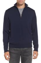Men's Barbour Gamlin Quarter Zip Wool Pullover, Size - Blue
