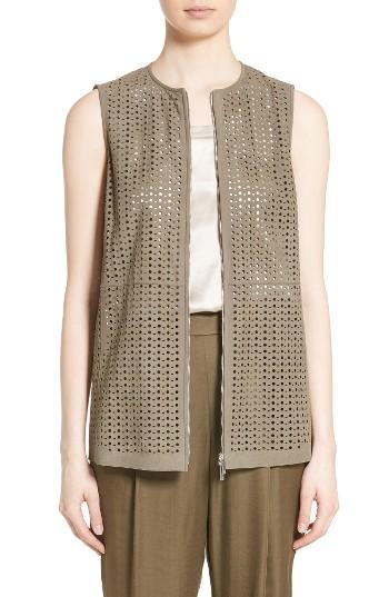 Women's Lafayette 148 New York Genesis Perforated Suede Vest
