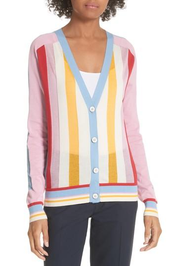 Women's Diane Von Furstenberg Colorblock Stripe Cardigan - Pink